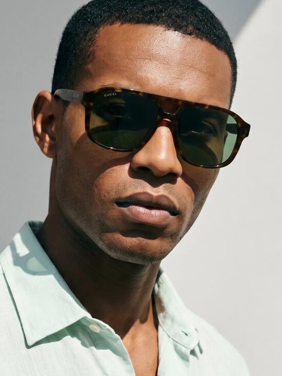 Gucci Women Sunglasses Havana Green Pilot GG1856S 002 NEW AUTHENTIC